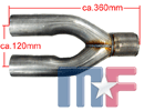 Pipe d\'échappement Y-pipe 2,25\" (57,1mm) ID/OD