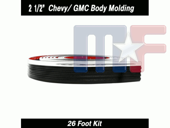 Zierleiste Schwarz/Chrom 2-1/2" x 26' Kit Chevy/GMC Style