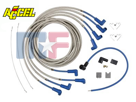 Accel Armor Shield Braided 8mm Zündkabel Kohlekern 90° Blau