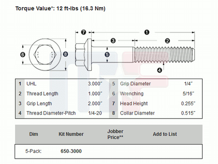ARP High Performance Chromoly Schrauben 1/4-20 in. (3")
