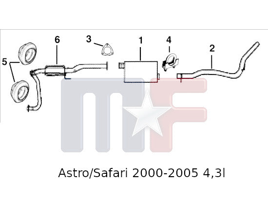 Auspufftopf/Schalldämpfer Astro 00-05 4,3L