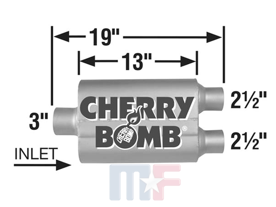 Cherry Bomb Pro Schalldämpfer 3" IN Dual 2.5" OUT