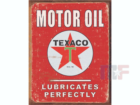 Blechschild Texaco Motor Oil Lubricates 12.5" x 16"