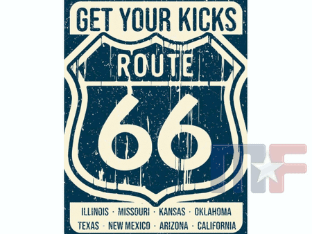 Blechschild Route 66 12.5" x 16" (ca. 32cm x 41cm)