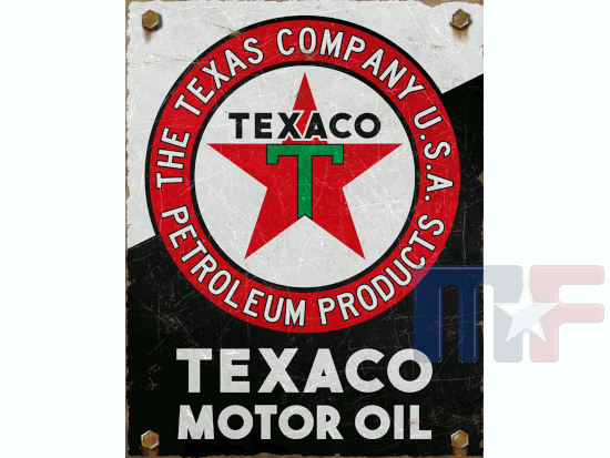 Blechschild Texaco Motor Oil 12.5" x 16" (ca. 32cm x 41cm)
