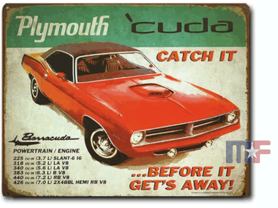 Blechschild Plymouth ´cuda 15" x 12" (ca. 38cm x 30cm)