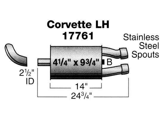 Dynomax Super Turbo Schalldämpfer Corvette 84-91 links
