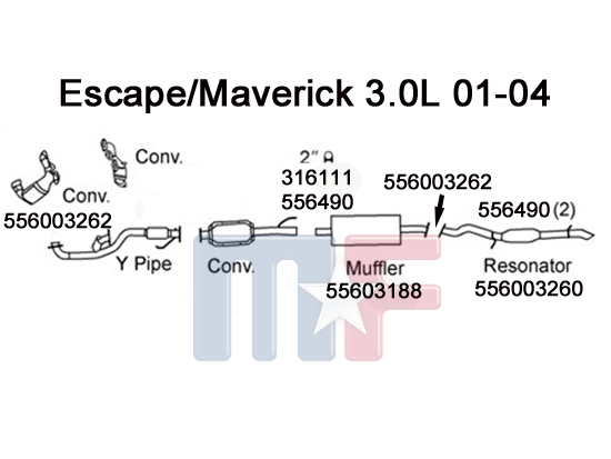 Auspuffendrohr Escape/Maverick 3,0L V6 01-04