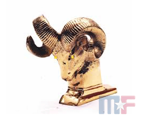 138G Haubenornament "Ram" mit beleuchteten Augen, goldfarben
