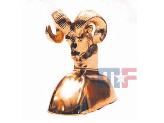295G Ornament "Ram" großer Sockel, goldfarben