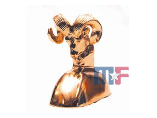 296G Ornament "Ram" großer Sockel, beleuchtete Augen, goldfarben