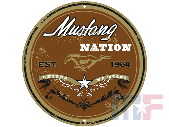 Blechschild Mustang Nation 12" (ca. 30cm) Aluminium