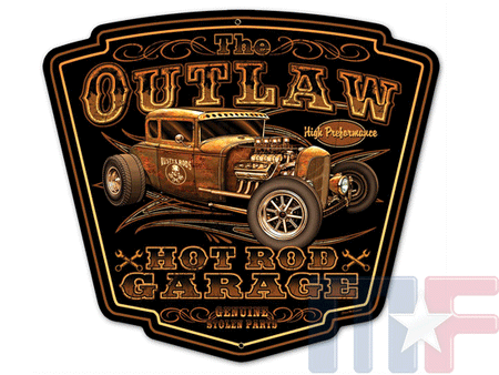Blechschild Outlaw Garage 16" x 16" (ca. 41cm x 41cm)