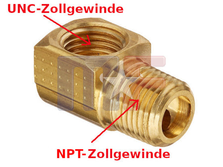 Gewindeadapter 90° 1/4" NPT auf 5/8" (3/8" Leitung)