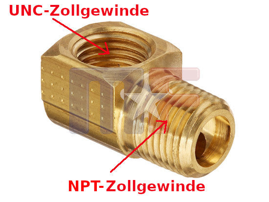 Gewindeadapter 90° 1/8" NPT auf 1/2" (5/16" Leitung)