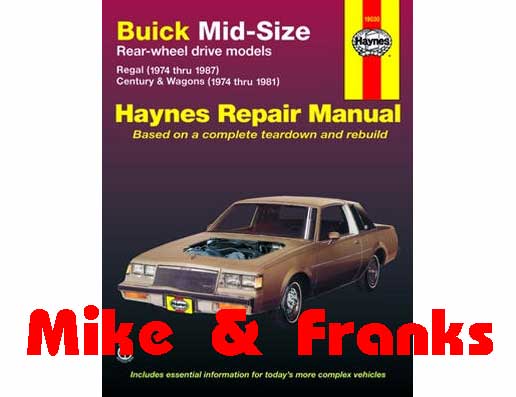 Reparaturanleitung 19030 Buick RWD Mid-Size Bj.74-87 Regal Centu