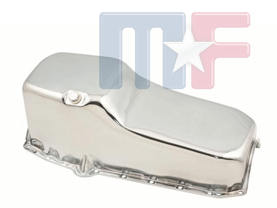 Motorölwanne Chrom Chevy SB, Peilstab links, Sumpf hinten 65-79