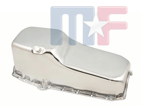 Motorölwanne Chrom Chevy SB, Peilstab links, Sumpf hinten 65-79