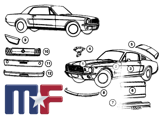 Rep-Blech hinten rechts Mustang 67-68