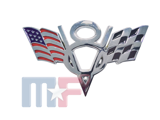 V8 Emblem Chrom Checkered & US Flag