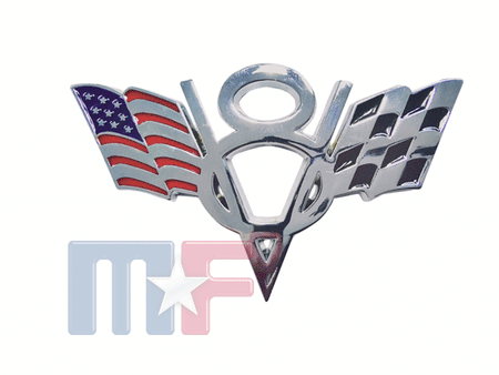 V8 Emblem Chrom Checkered & US Flag