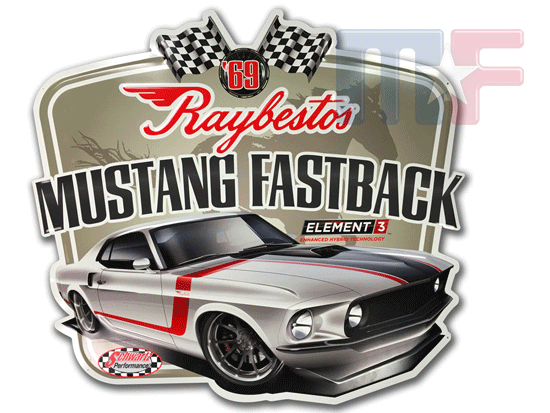 Blechschild Raybestos Fastback Mustang (ca. 70cm x 80cm)
