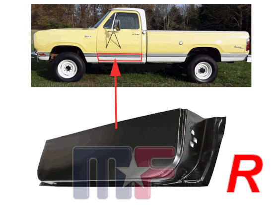 Türbodenblech Dodge D/W/SUV 72-93 rechts