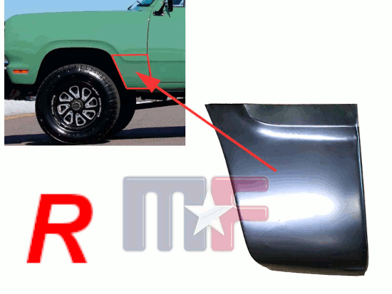 Reparaturblech Kotflügel Dodge D/W Pickup/SUV 72-80* rechts