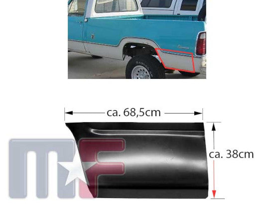 Reperaturblech hinten rechts unten Dodge PU 72-80