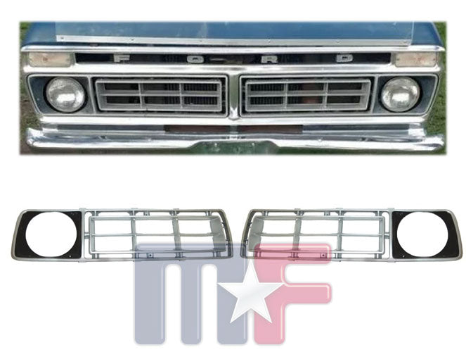 Kühlergrillhälfte links Ford Pickup 76/77 silbergrau/schwarz