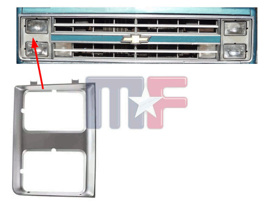 Lampenrahmen Silber 85-88 Chevy C/K Doppel-SW, rechts