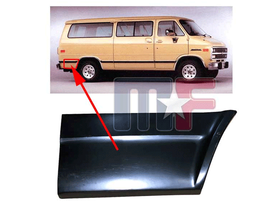 Reparaturblech Seitenteil hinten unten G-Series Van 71-95 rechts
