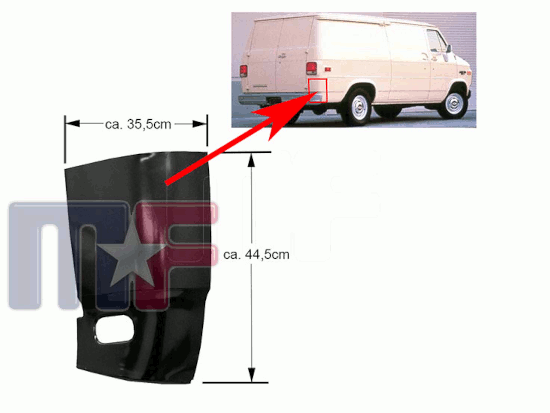 Reparaturblech Seitenteil hinten unten Ecke G-Van 71-95 rechts