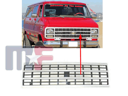 Kühlergrill Schwarz/Silber Chevy Van 92-96 Einfachscheinwerfer