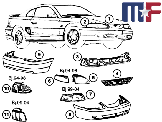 Scheinwerfer rechts Mustang 01-04