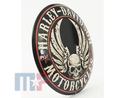 Blechschild Harley Davidson Skull 14" (ca. 35,5cm) gewölbt