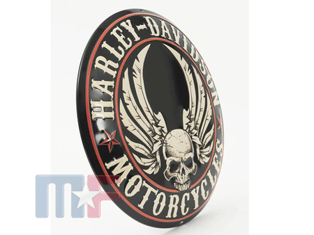 Blechschild Harley Davidson Skull 14" (ca. 35,5cm) gewölbt
