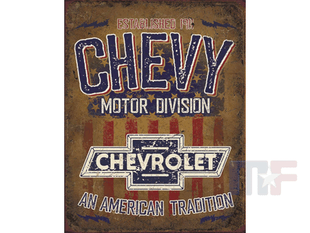 Blechschild Chevy Tradition 12.5" x 16" (ca. 32cm x 41cm)