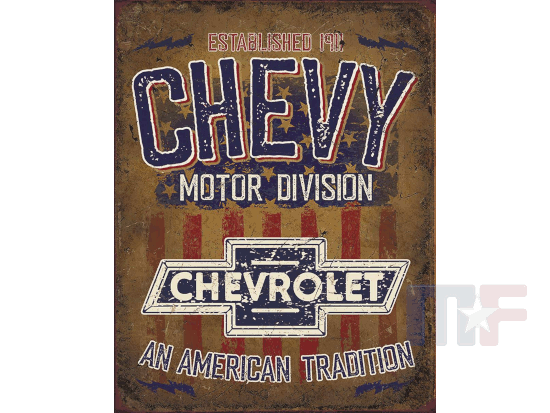 Blechschild Chevy Tradition 12.5" x 16" (ca. 32cm x 41cm)