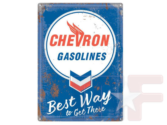Blechschild Chevron Gasolines 12" x 17" (ca. 30cm x 43cm)
