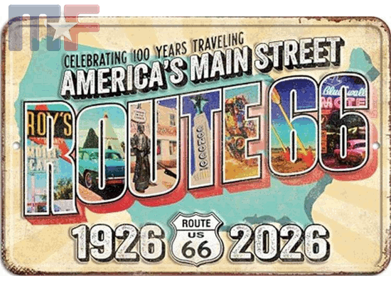 Blechschild Route 66 100th Anniversary 2026