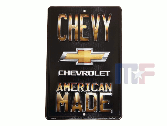 Blechschild Chevy American Made 8" x 12" (ca. 20cm x 30cm)