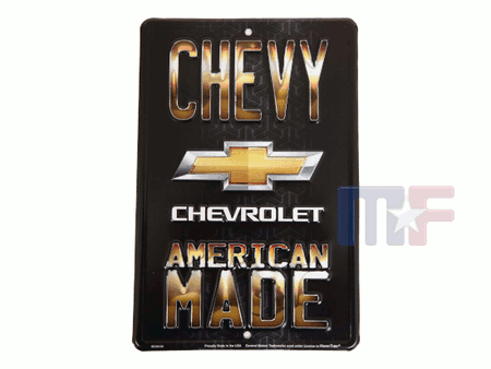 Blechschild Chevy American Made 8" x 12" (ca. 20cm x 30cm)