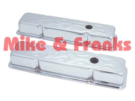 Chromventildeckel 5218 Flame Design Small Block Chevy 55-86