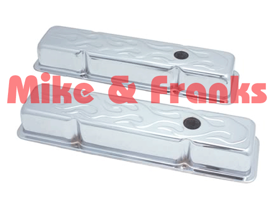 Chromventildeckel 5218 Flame Design Small Block Chevy 55-86