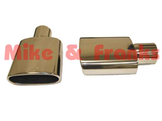 T821 Endrohr oval 3" (76,2mm) Anschluß Edelstahl poliert
