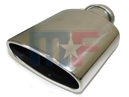 T815G Endrohr oval  2,25" (57,1mm) Anschluß Edelstahl poliert