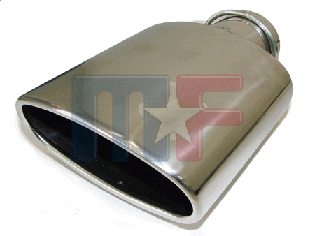 T815G Endrohr oval  2,25" (57,1mm) Anschluß Edelstahl poliert