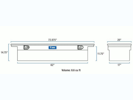 Single Lid Crossover Tool Box Universal 72" Brite