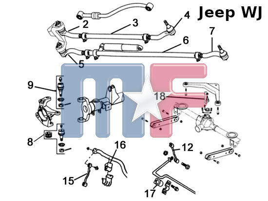 Kugelbolzen unten (#8) Grand Cherokee 99-04 & Wrangler 07-18